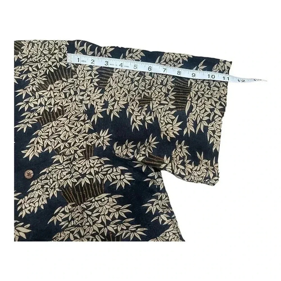 Caribbean Brown Black Linen Blend Bamboo Causal Button Short Sleeve Shirt Men XL - Picture 12 of 14